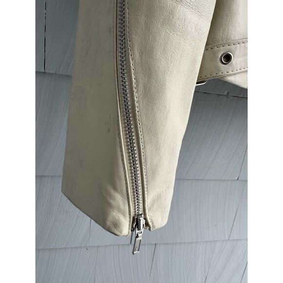 Billabong Cream Leather Jacket - Picture 3 of 7